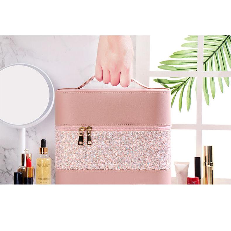 WTEMPO Женская косметичка большой вместимости, многофункциональная косметичка с цветовым соответствием, портативная большая косметичка