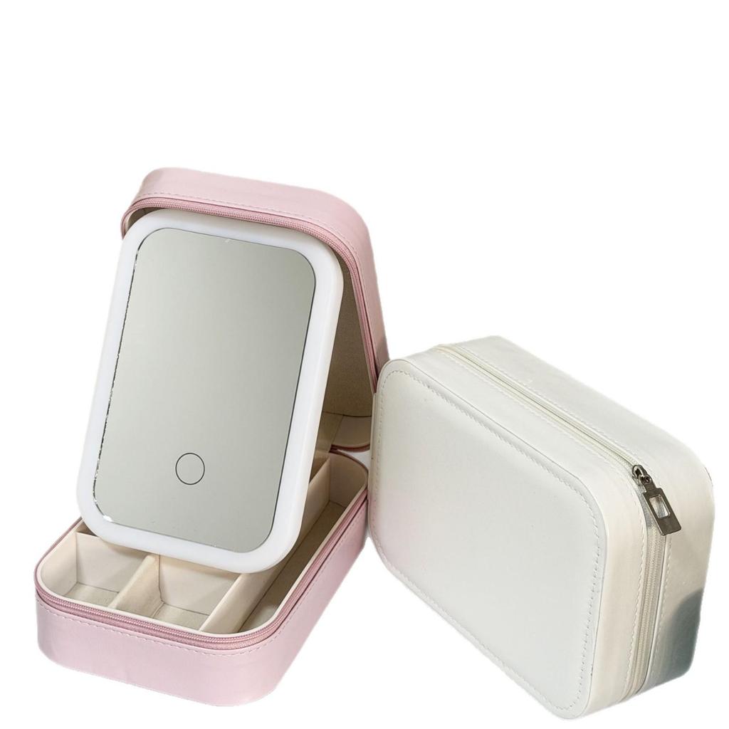 Foldable Jewelry Box with LED Makeup Mirror: Portable, Multifunctional Travel Organizer