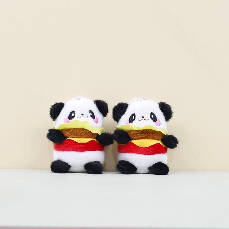 Panda Hamburger Plush Toy Keychain Stuffed Doll Pendant Bag Decoration Gift Kids
