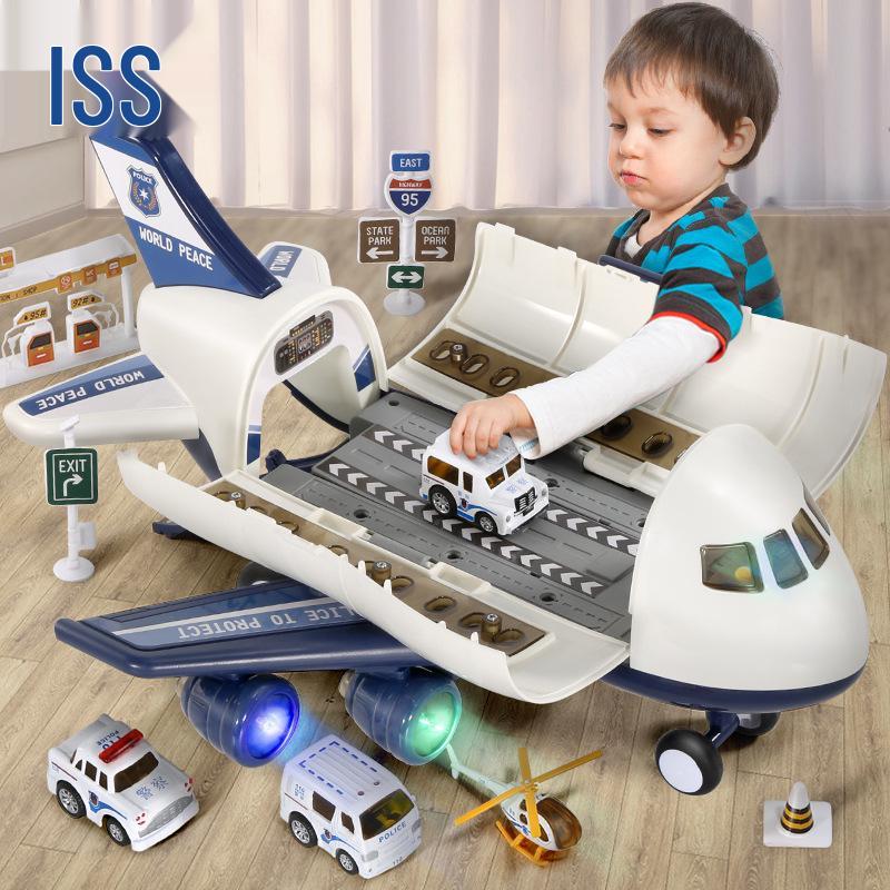 Extra Large Inertial Airplane Toy with Lights & Music - Educational Storage Set for Kids