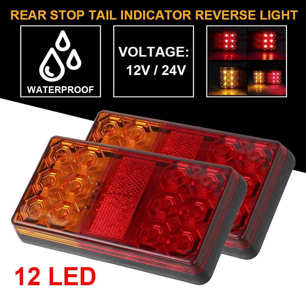 Светодиодный задний фонарь для автомобиля, грузовика, 1 пара, задний стоп-сигнал, задний фонарь для прицепа, каравана