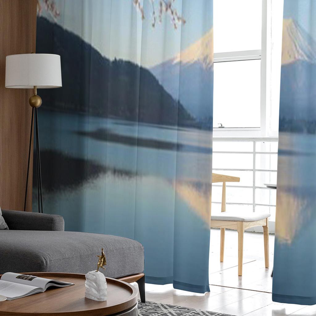 Гора Фудзи с видом на цветущую сакуру с озера Кавагутико Япония Прозрачные шторы для комнаты, спальни, окна, вуали, тюль, занавески