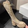 Мода 2024 Женская обувь Сетчатые ботфорты Женские осенние ботинки На молнии сзади Современные ботинки Круглый носок Однотонная обувь Женские ретро женские сандалии
