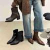 Остроносые европейские и американские короткие ботинки женские новые 2025 осень и зима женские ботинки модные на толстом каблуке тонкие ботинки нишевый дизайн ботинки Мартин