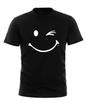 Футболка с забавным рисунком Smile Wink для мужчин, подарок, все размеры, черная и синяя.