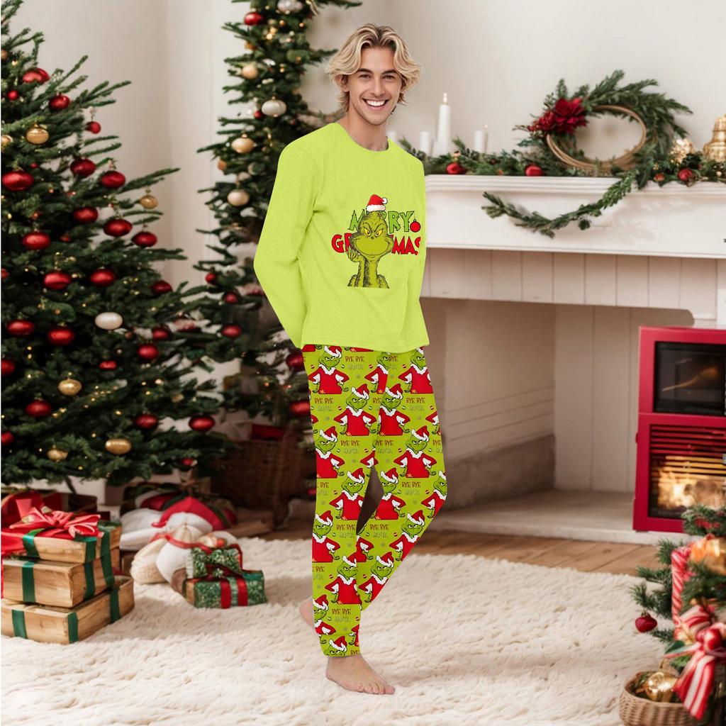 Рождественские принты Семейный комплект с длинными рукавами (топы + штаны) Семейные комплекты