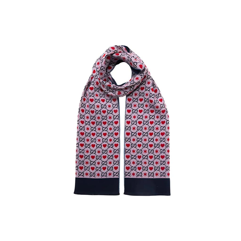 GUCCI Knit Scarves Women's Pink Black (Unisex) Knit Scarves 609327 3GF10 5968
