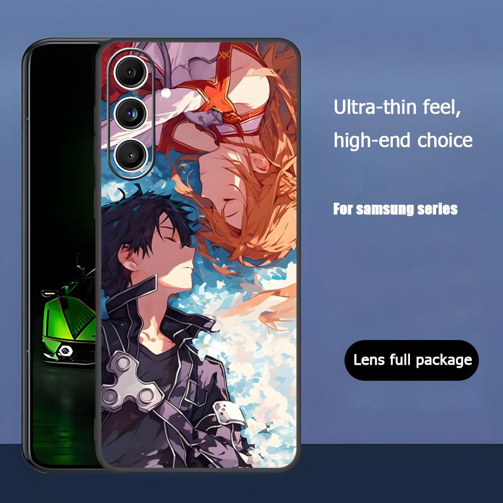 Крутой чехол для телефона Sword Art Online в стиле аниме для Samsung Galaxy S25 S24 S23 S22 S21 S20 Plus Ultra Note20 Мягкий черный