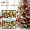 42Pcs 3/4/5cm Christmas Balls Set Glitter Surface Various Pattern Christmas Balls Shatterproof Home Reusable