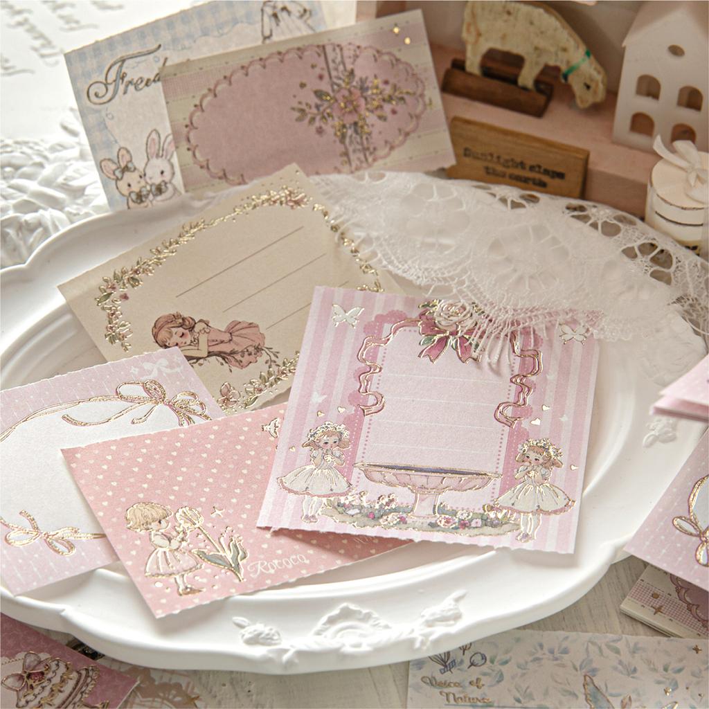 JIAMEI 10sheets Tea Party Series Retro Hot Stamping Tearable Message Notes Retro Handbook Decoration DIY Scrapbooking Material