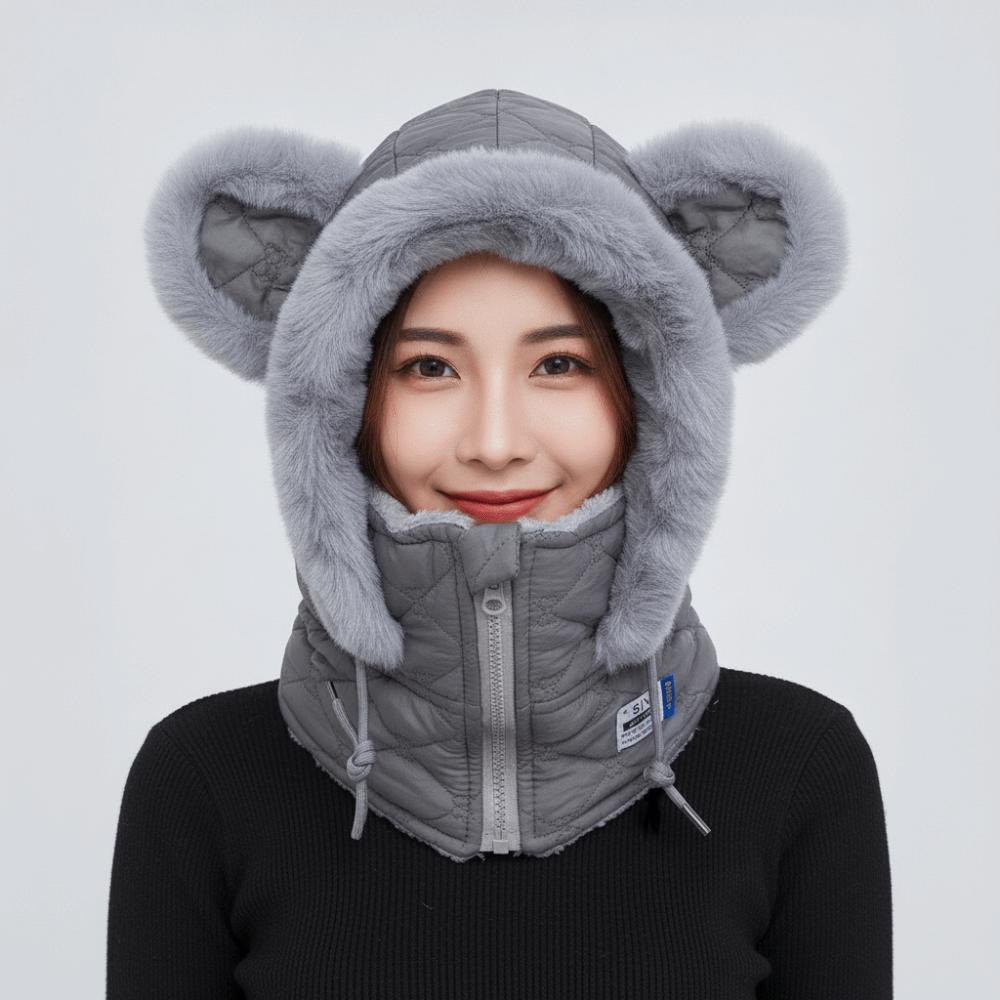 Fleece Lined Unisex Balaclava Thick Plush Winter Face Mask Hooded Scarf Hat Skiing