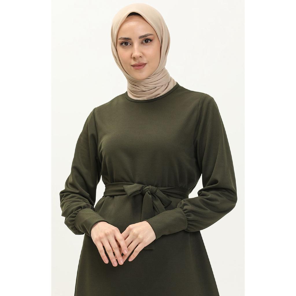 Брючный Костюм Belted Туника Двойной 0690-07 Хаки