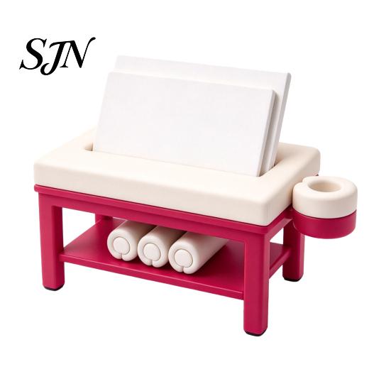 Miniature Spa Furniture Mini Massage Table Business Card Holder, Creative Organizer with U-shaped Headrest Clinic Reception Decor And Towel,