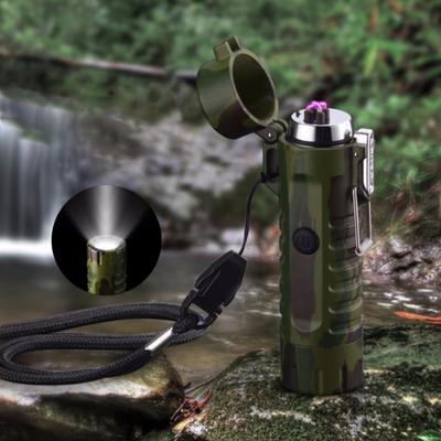 Уличная водонепроницаемая USB-зарядка Портативная зажигалка Светодиодный фонарик Кемпинговый фонарь