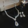 Elegant 2-Piece Diamond Water Drop Earrings & Necklace Set: Chic Luxury Style for Women