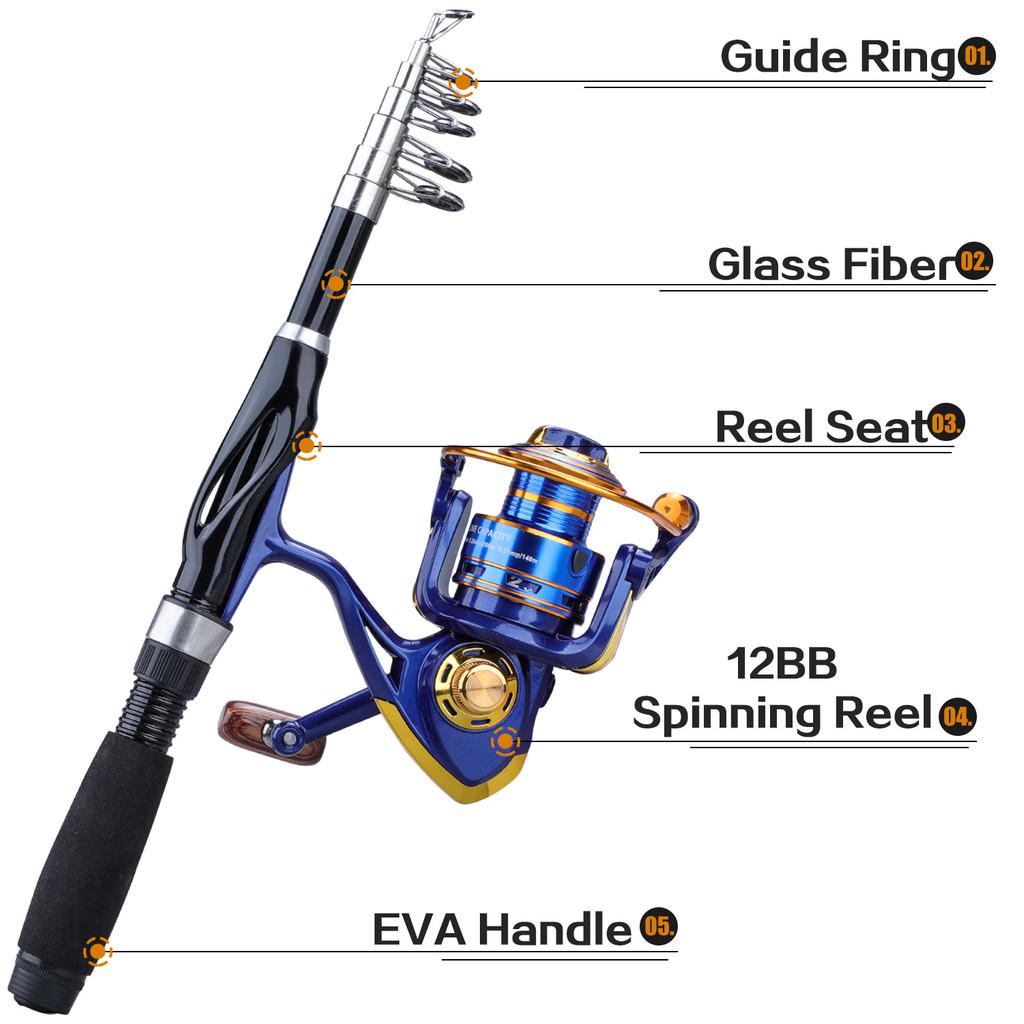 Sougayilang Spinning Fishing Rod Reel 1.0m 1.5m Fiber Ultralight Spinning Fishing Pole GR 5.2:1 13BB Spinning Fishing Wheel Full Metal Fishing Combo