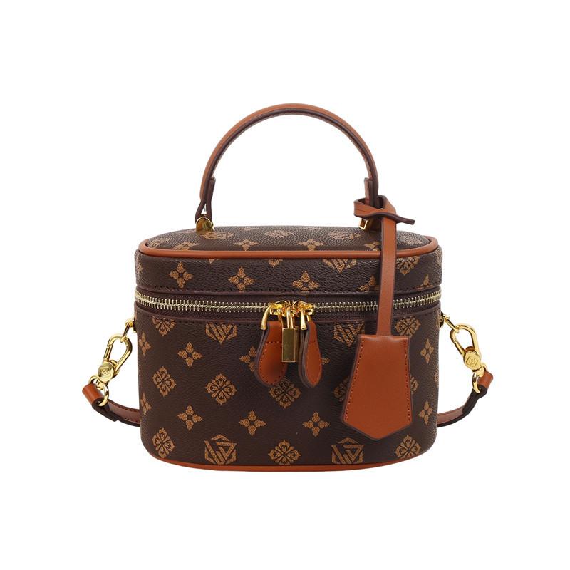 New High-end Presbyopia Double Pull Contrasting Color Cosmetic Bag Portable Shoulder Crossbody Trendy Women's Bag