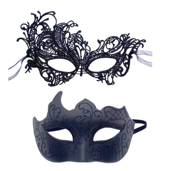 2 Pcs Couple Masquerade Masque Set for Men And Women