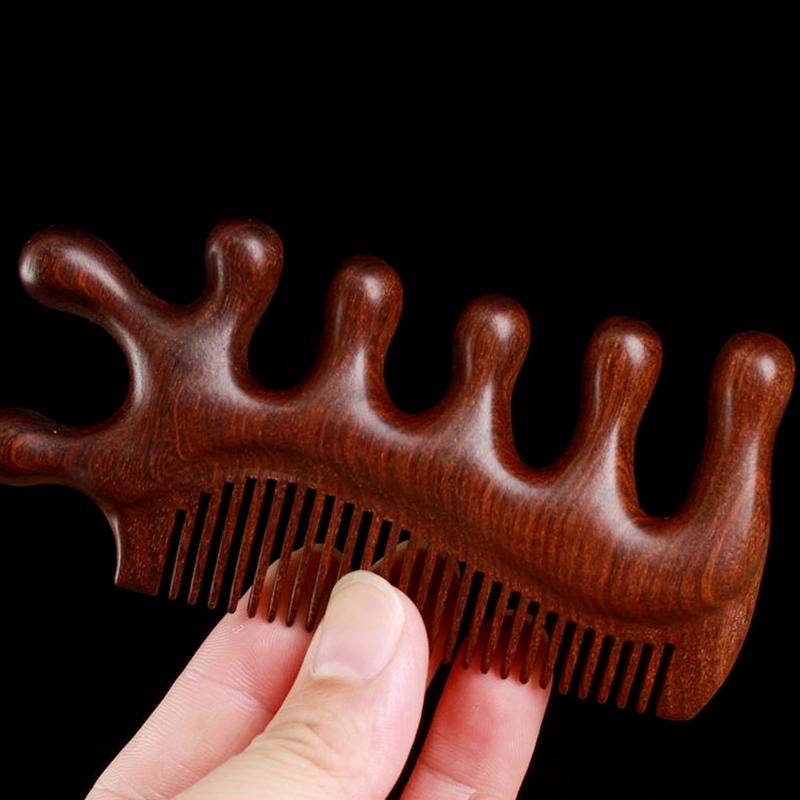 3 в 1 Массажная расческа Кровообращение Деревянная расческа из сандалового дерева Расслабляющий меридиан кожи головы Антистатический инструмент для укладки Салонные принадлежности Щетка для волос