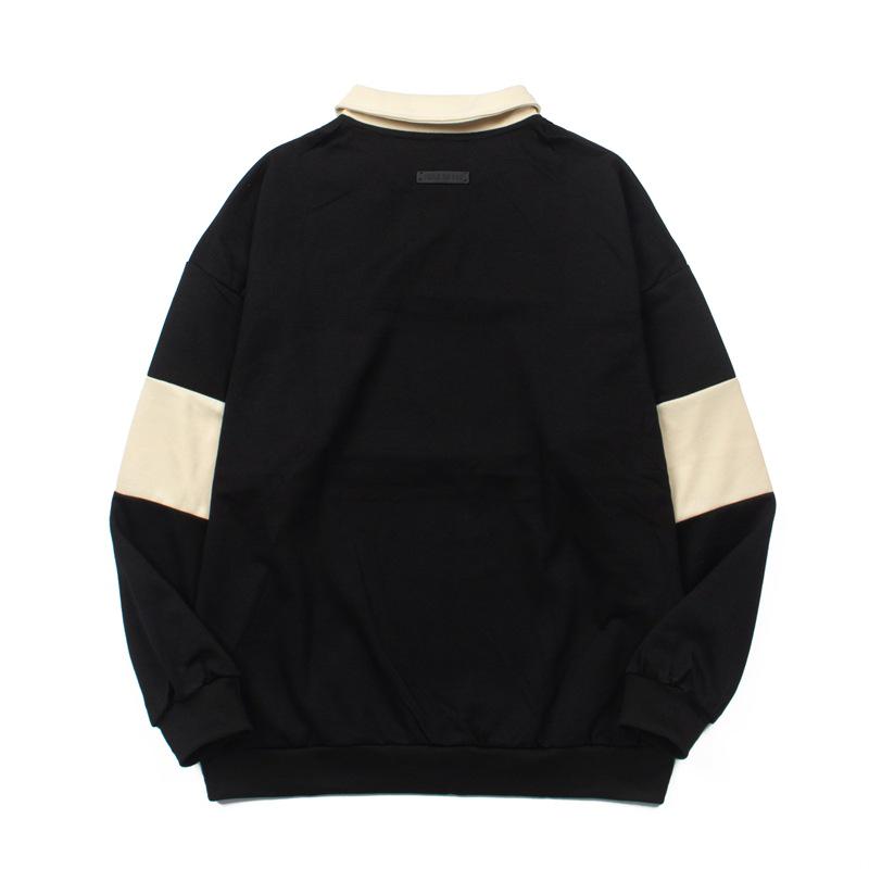 American Retro College Style Jerry FG Long Sleeve Polo Hoodie