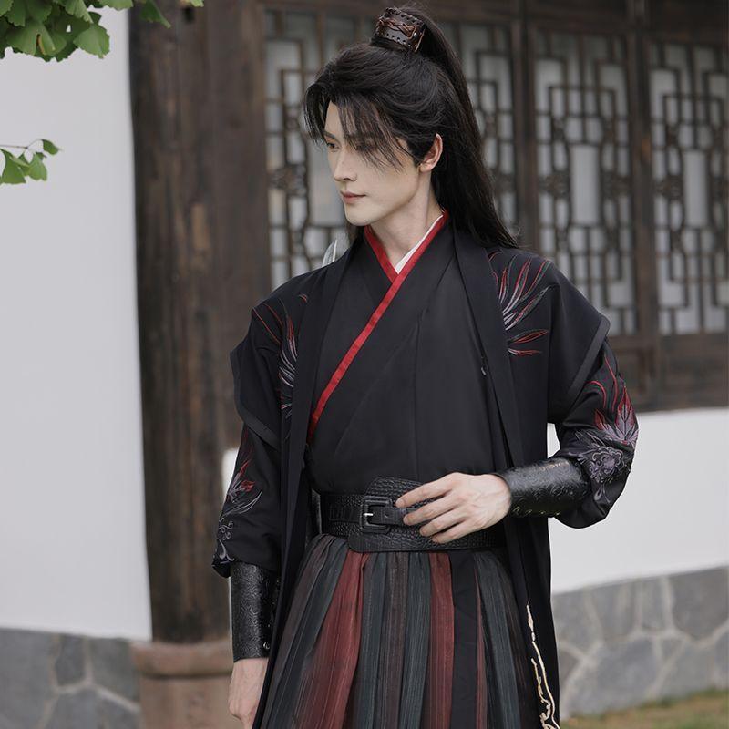 Китайский стиль династии Сун Ханфу, жаккардовый крестовый воротник, вышитый костюм для боевых искусств