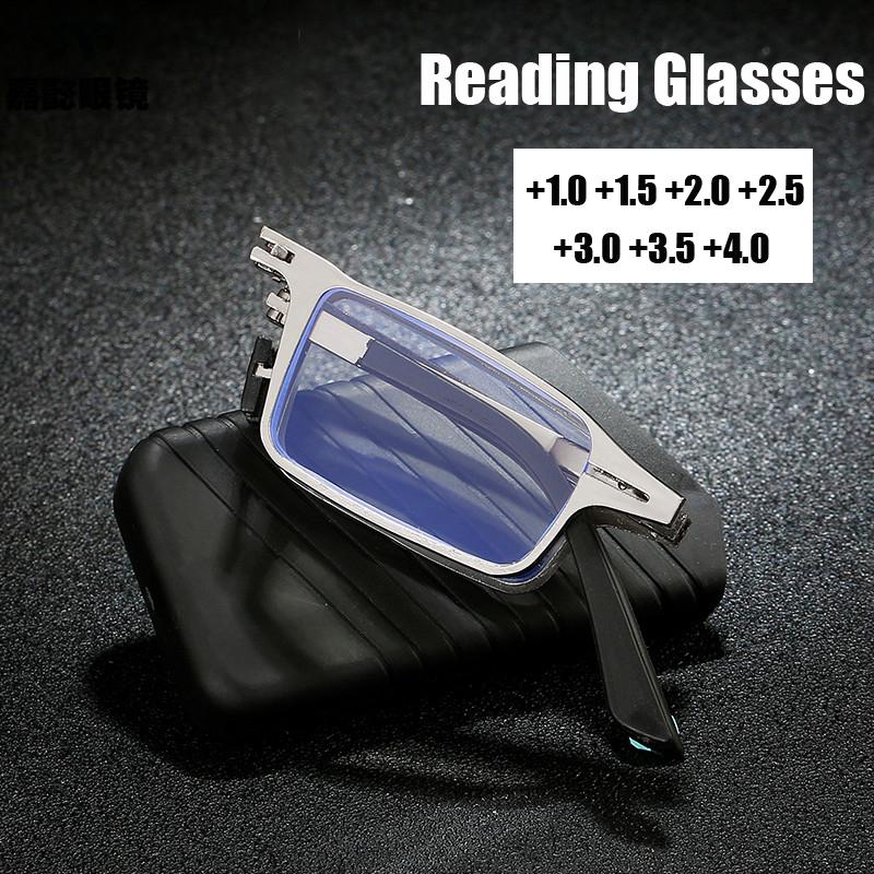Портативные складные очки для чтения для мужчин с защитой от синего света, очки для дальнозоркости с диоптриями