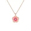 Peach Blossom Necklace Pink Flower Pendant Sweet Cute Collar Chain Shiny Zircon Clavicle Chain For Women  Jewelry Gift
