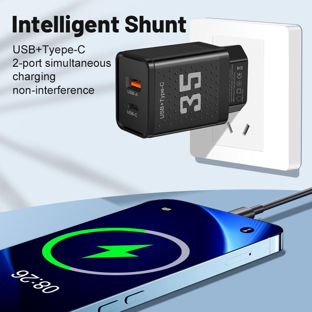 20-ваттное двойное PD+USB зарядное устройство 3A с вилками US/EU/UK