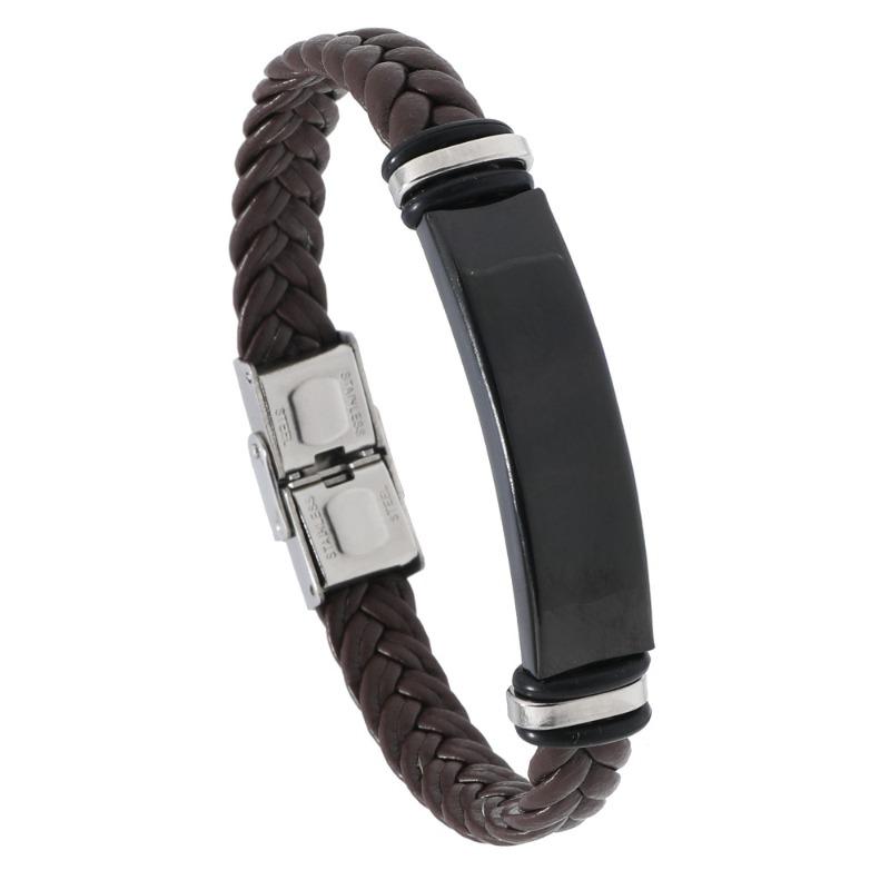 Beautiful jewelry braided stainless steel men bracelet casual glossy leather bracelet bracelet