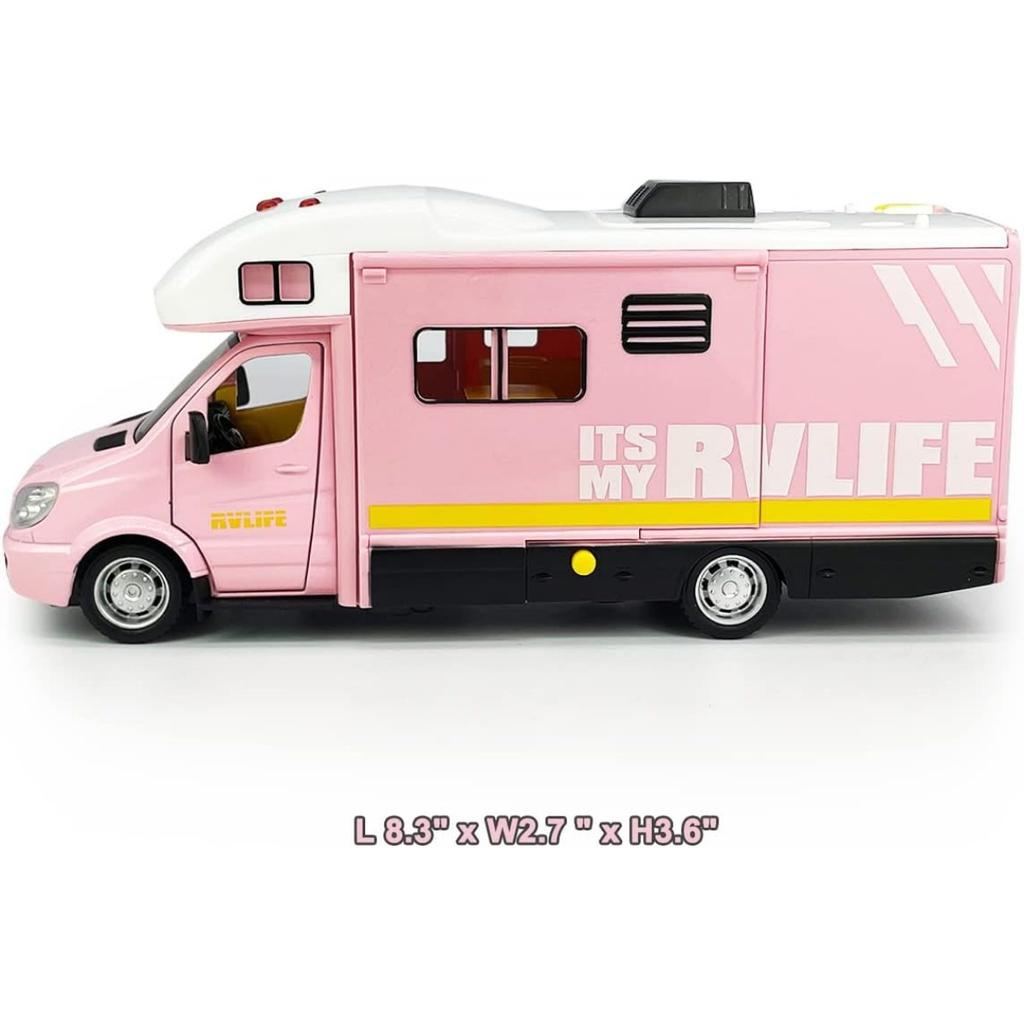 Camper RV игрушки для дома на колесах, литой под давлением металлический автомобиль, ролевые игры, модель с откатом, двери и навес автомобиля, открытый свет, звук, подарки на день рождения для детей ясельного возраста