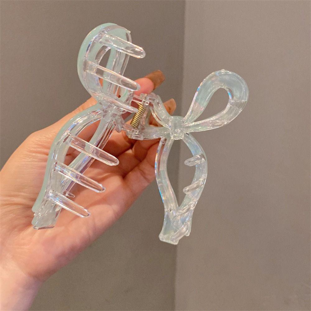Korean Style Bow Hair Claw Acetic Acid Large Shark Clip Luxury Acetate Grab Clip  Daily