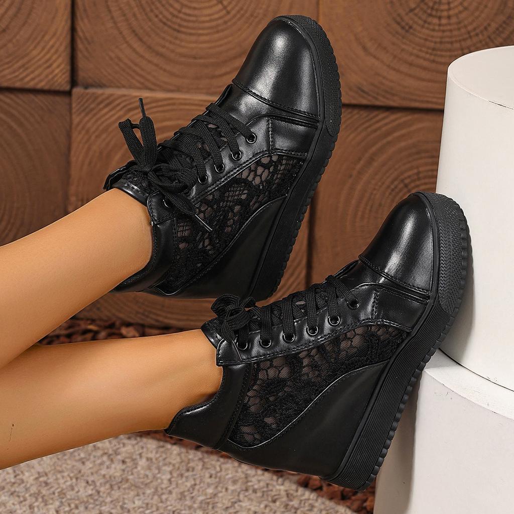 Мода 2025 Новая Женская Повседневная Обувь Платформа Сетка Дышащие Кроссовки Женские Скрытая Увеличенная Обувь До Щиколотки Женские Высокие Повседневные Кроссовки