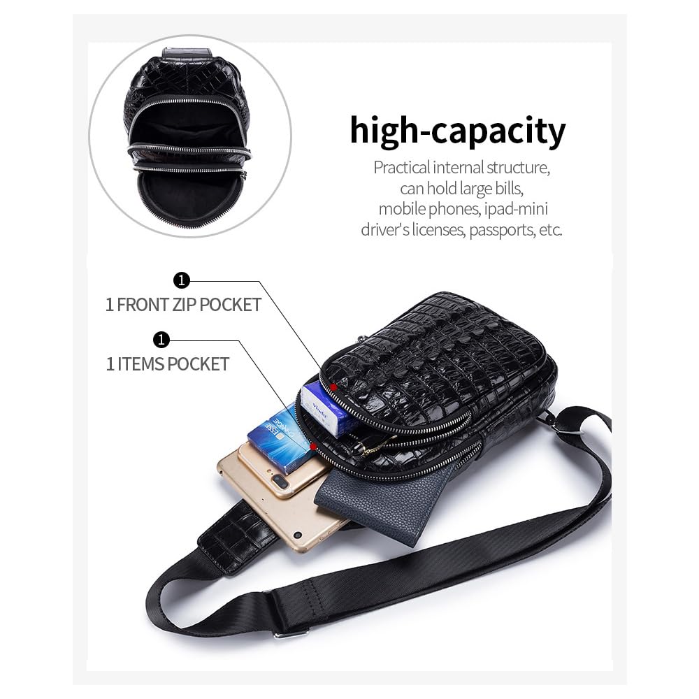 Сумка кроссбоди/одноплечевая сумка Whatna из натуральной коровьей кожи с тиснением под крокодила для мужчин, натуральная толстая кожа, черная или коричневая, ML-8879 (черный)