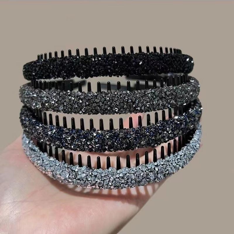 Обруч для волос со стразами, модный женский головной убор, нескользящий, с зубцами, блестящий ободок для волос, аксессуары для волос
