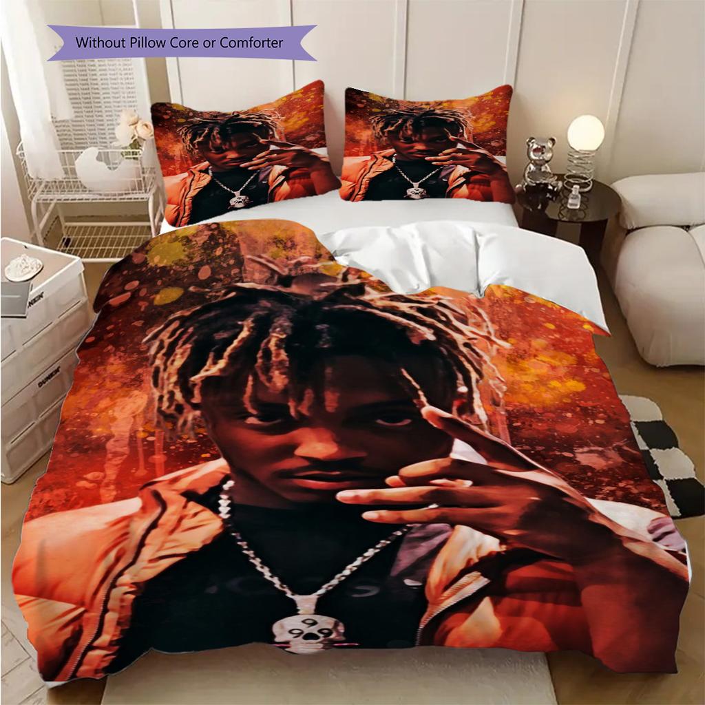 Juice Wrlds Neon Legacy Three-piece set (1 * duvet cover + 2 * pillowcase, without core) 2D Flat Bedding set Christmas birthday gift