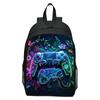 Game Controller Print Backpack for Boys Girls Elementary School 1-3 Grade Cartoon Shoulder Bag Casual Lightweight Blue