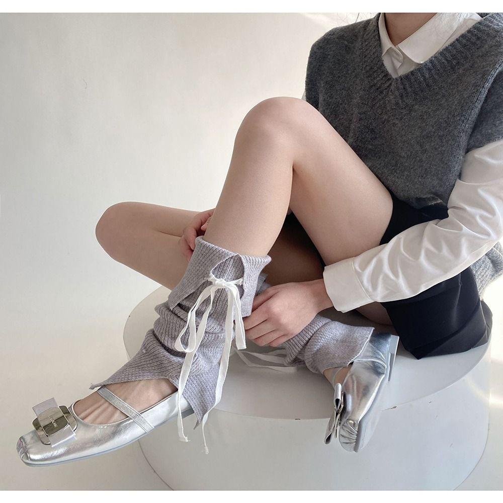 Ribbon Bow Leg Cover Stockings Solid Color Feet Covers New Leg Wraps Socks  Women And Girls