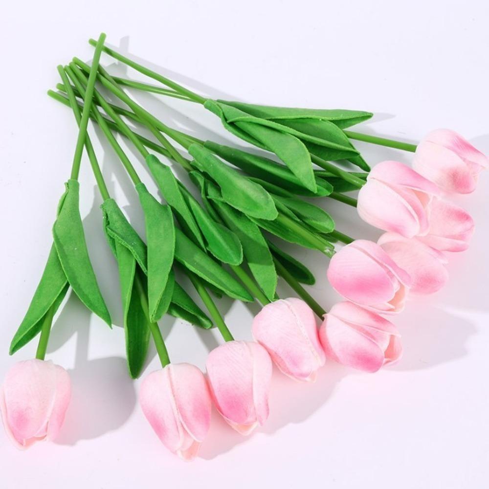 5PCS 34cm Decorative Fake Flowers PU Wedding Bridal Tulip Bouquet Artificial Tulip  Wedding Backdrop
