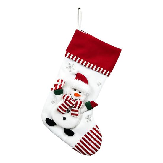 3D Christmas Stocking Santa Snowman Reindeer Cat Dog Pattern Traditional Holiday Hanging Stocking Fireplace Decor