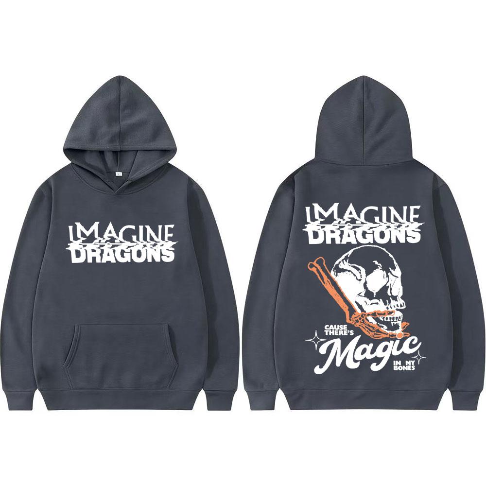 Imagine Dragons Loom World Tour 2025 Skull Sweatshirts Men Women Hip Hop Vintage Hoodies Long Sleeve Oversized Hoodie Streetwear