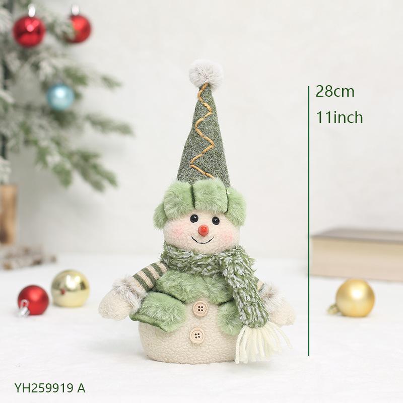 Christmas Decoration Green Snowman Plush Doll, Scene Layout for Hotels & Shopping Malls, Ornament for Under Christmas Tree