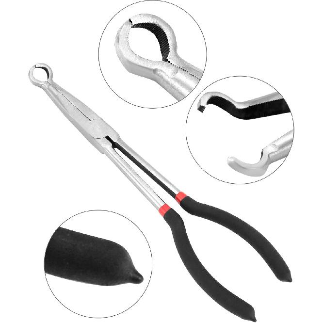 QWORK Car Spark Plug Wire Removal Pliers Tool, Sleeve Type Spark Plug Puller + Round Spark Plug Pliers, QS30577