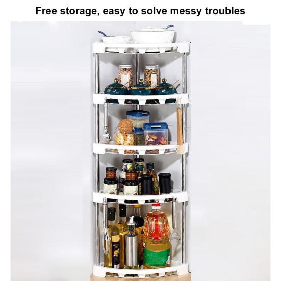 1 Set Kitchen Storage Shelf Stainless Steel Kitchen Corner Storage Organizer Detachable Shelf Home Supply