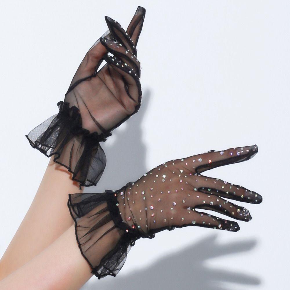 Floral Transparent Gloves Retro Short Gloves High Quality Wedding Gloves for Women