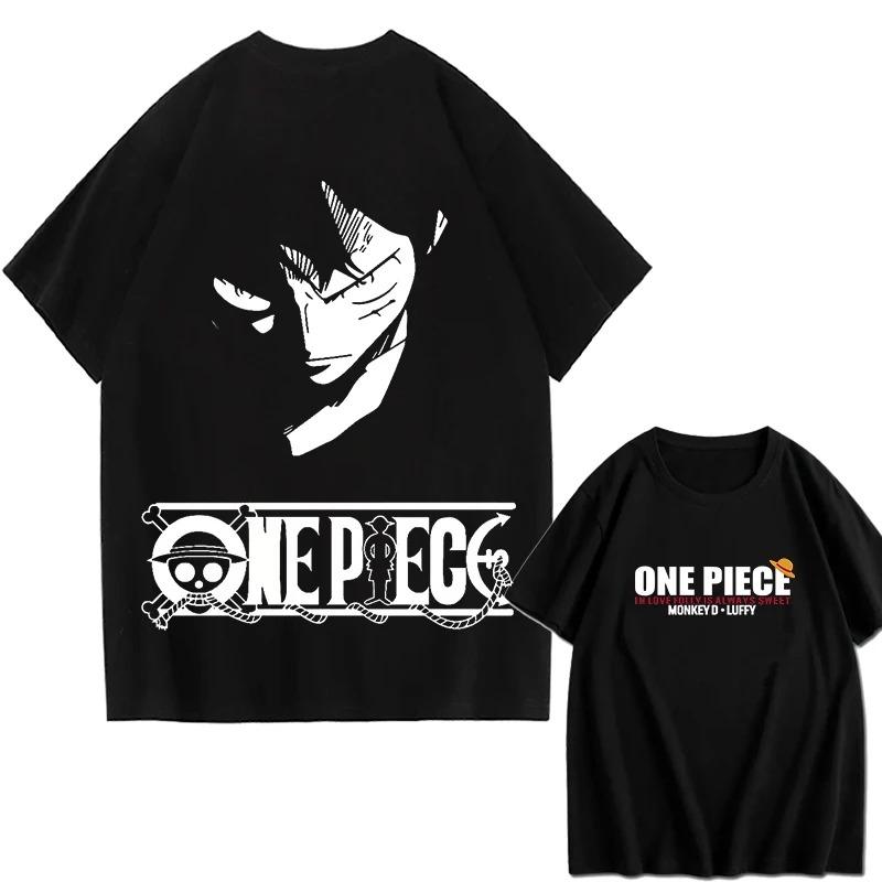 2026 ONE PIECE Зоро Луффи Gear Печатная Свободная Хлопковая Футболка с Коротким Рукавом Летний Стиль Хлопок Унисекс Одежда Хип-Хоп Уличная Одежда Оверсайз Футболка