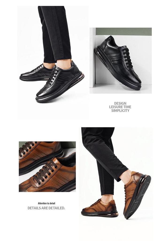 Мужская модная обувь в стиле business casual, увеличивающая рост, из кожи - Корейский стиль, Стильная и прочная