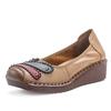 Women's Genuine Leather Non-Slip Ethnic Style Slip-On Shoes - Breathable Soft Sole