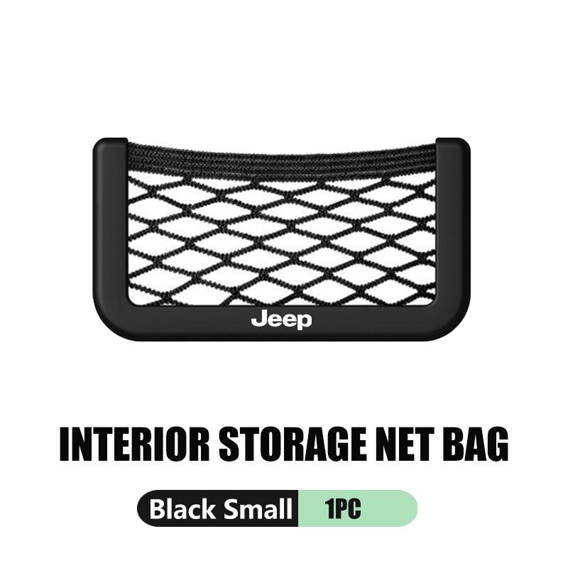 For Jeep Car Storage Mesh Bag Organizer Net Pocket Sticker Trunk Storage Bag Accessories Wrangler-JK Liberty JL Cherokee Patriot AMZ1