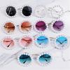 1pc Unique Pearl Sunglasses Vintage Round Frame Sun Glasses Luxury Wavy Metal Temples Shades Party Glasses Trendy Summer Eyewear