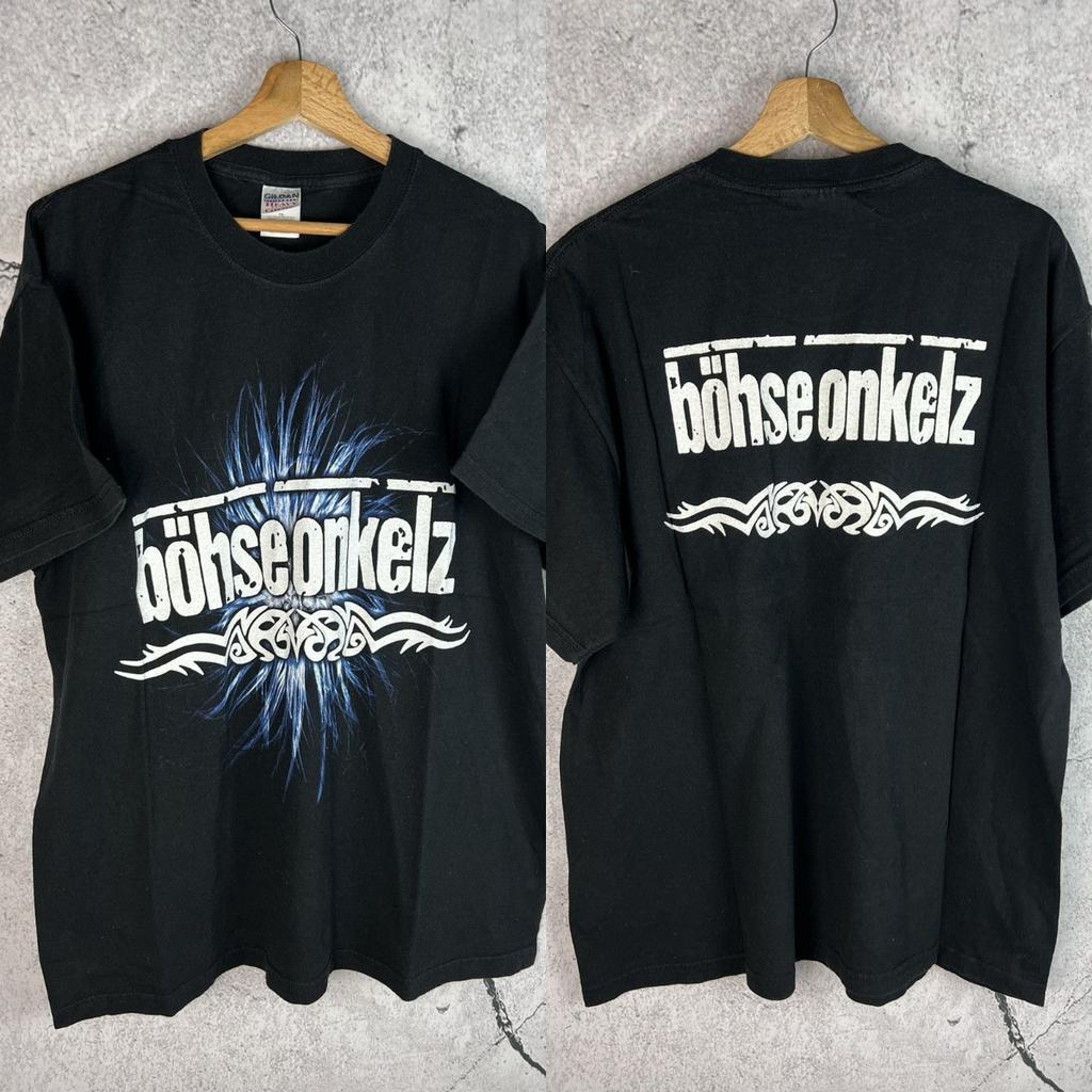 Футболки с группами × Винтажные Böhse Onkelz Винтажная футболка рок-группы 90-х Футболка для тура Размер Футболка Onkelz Global Tour Уличная Hip Hop Оверсайз Y2k Повседневная одежда
